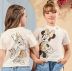 Blusa Infantil Animê Off White Minnie Dourada Frente Verso Margarida Aplicação Laço Dourado Strass