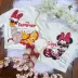 Blusa Infantil Animê Off White Vermelha Minnie e Margarida Estampa Frente Verso Strass