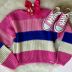 Blusa Infantil Feminina Momi Tricot Listrado Pink Rosa Azul Nude Cropped