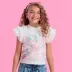 Blusa Infantil Feminina Petit Cherie Off White Borboletas Manga em Tule 