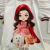 Blusa Infantil Yoyo Branco/Vermelho Gola vermelho/Branco Chapeuzinho