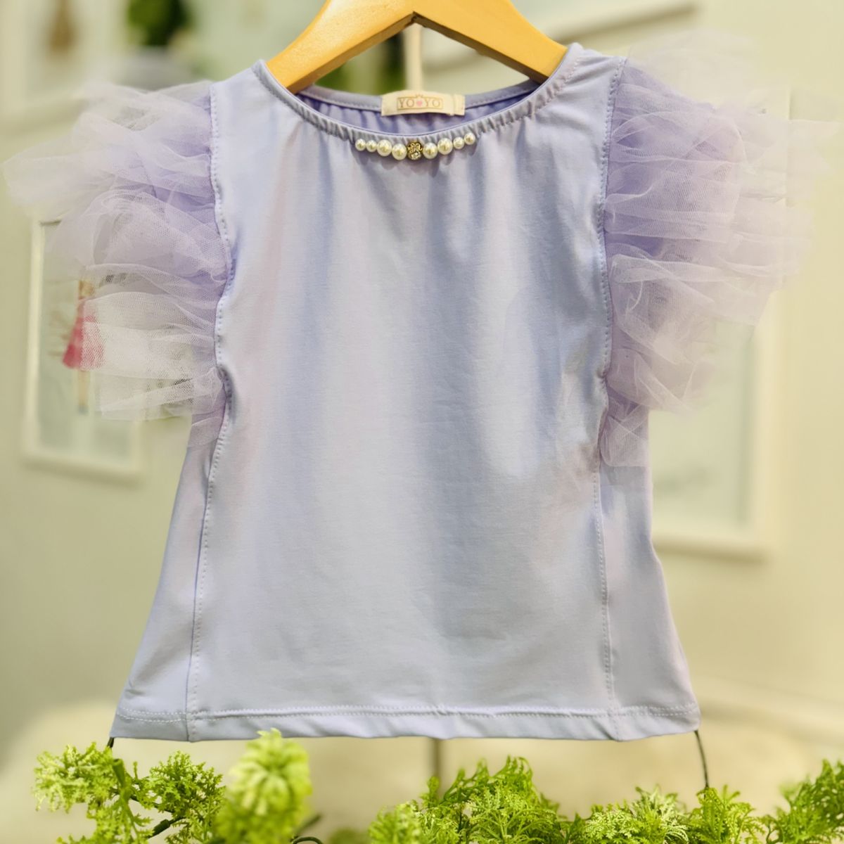 Blusa Infantil Yoyo Lilás Liso Pérolas