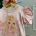 Blusa Infantil Yoyo Rosa Claro Gola Rosa/Verde Sininho Strass