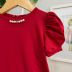 Blusa Infantil Yoyo Vermelho Lisa Pérolas e Strass