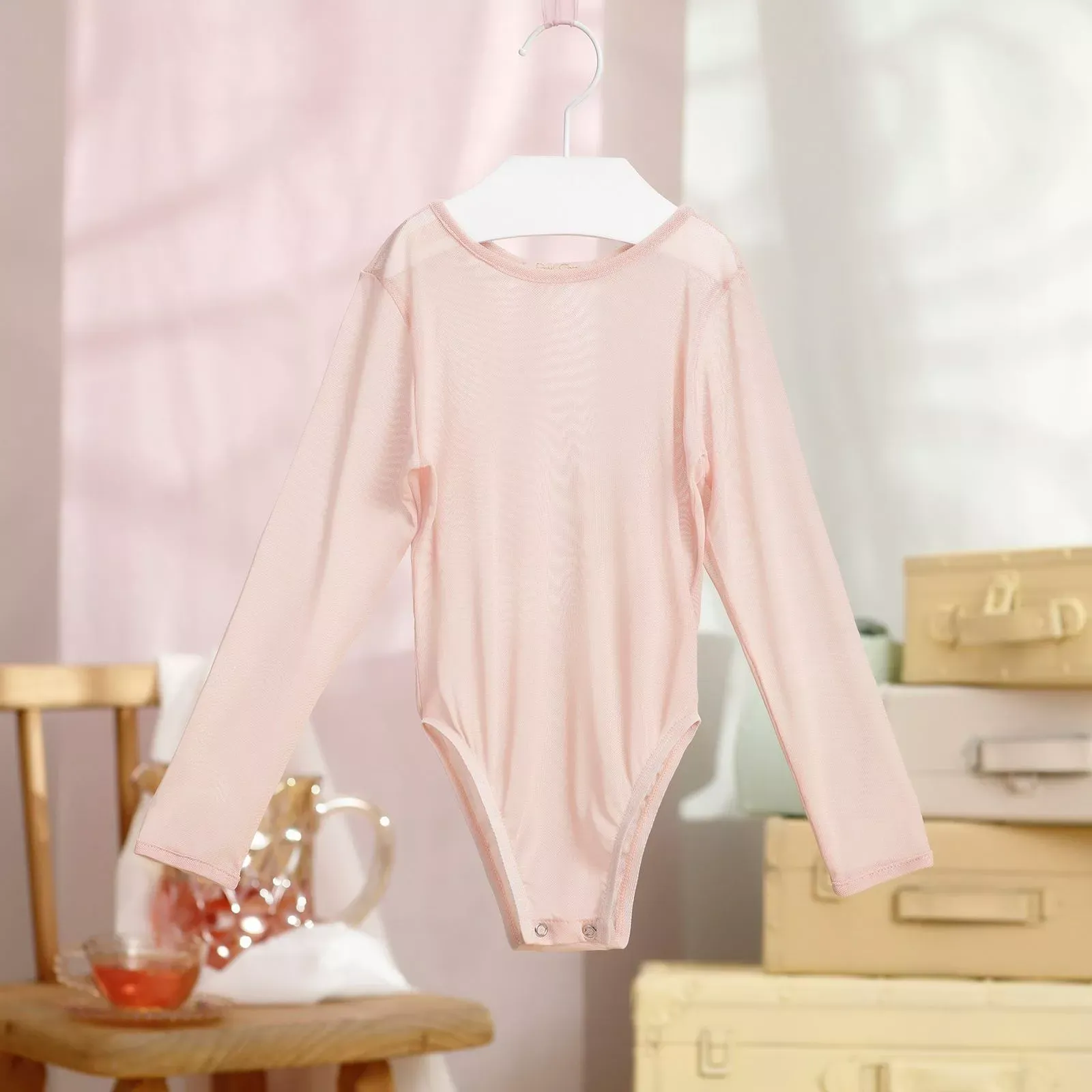Body Infantil de Tule Segunda Pele Rosé Petit Cherie
