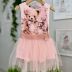 Body Vestido Infantil Yoyo Rosa Ursinhas Strass Sobrep.Saia Tule Strass