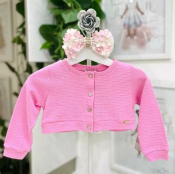 Bolero Infantil Malha de Tricô Chiclete Mon Sucré