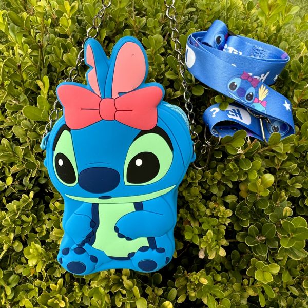 Bolsa Infantil Euro Baby Kids Azul Stitch Laço Emborrachado com Alça Dupla