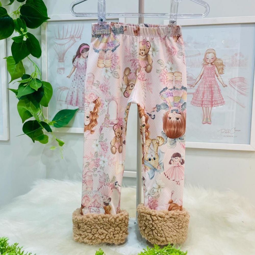 Conjunto Feminino Infantil Yoyo Rosa Manga Longa Boneca com Calça de Ursas  na EuroBabyKids