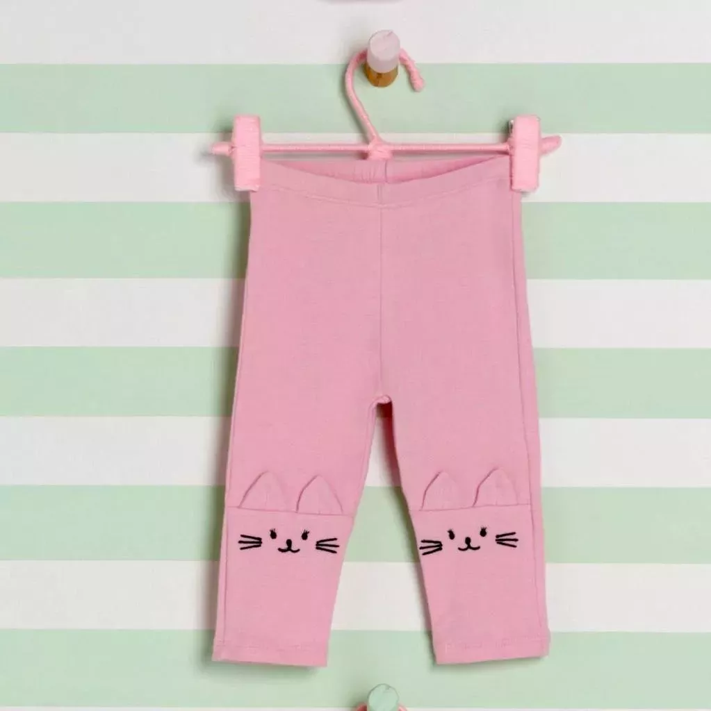 Calça Infantil Feminina Mon Sucré Rosé Legging Gatinha