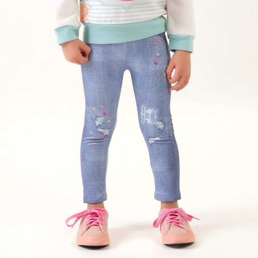 Calça legging infantil estilo jeans