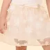 Conjunto Infantil Animê Blusa Off-White Manga Borboleta Saia Off White Tule Brilho Flores 3D