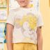 Conjunto Infantil Animê Blusa Off White Minnie Bordado Amarelo Short Sarja Liso Amarelo