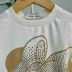 Conjunto Infantil Animê Blusa Off White Minnie Dourada Strass Saia Moletom Tule Estampada