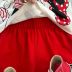 Conjunto Infantil Animê Off White Blusa Mickey minnie Bolinhas Short Vermelho Tradicional