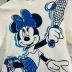 Conjunto Infantil Animê Off-White Minnie Esportista Azul Shorts Moletom Azul Aplicação Strass 