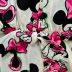 Conjunto Infantil Animê Off-White Minnie Neon amarração Aplic.Pingente Shorts Minnie Neon