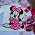 Conjunto Infantil Animê Off White/ Shorts Pink Minnie Aplique Strass Disney