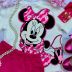 Conjunto Infantil Animê Off White/ Shorts Pink Minnie Aplique Strass Disney