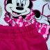 Conjunto Infantil Animê Off White/ Shorts Pink Minnie Aplique Strass Disney