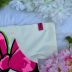 Conjunto Infantil Animê T-Shirt Off White/Tons De Rosa Shorts Verde Minnie Disney