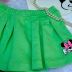 Conjunto Infantil Animê T-Shirt Off White/Tons De Rosa Shorts Verde Minnie Disney