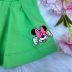 Conjunto Infantil Animê T-Shirt Off White/Tons De Rosa Shorts Verde Minnie Disney