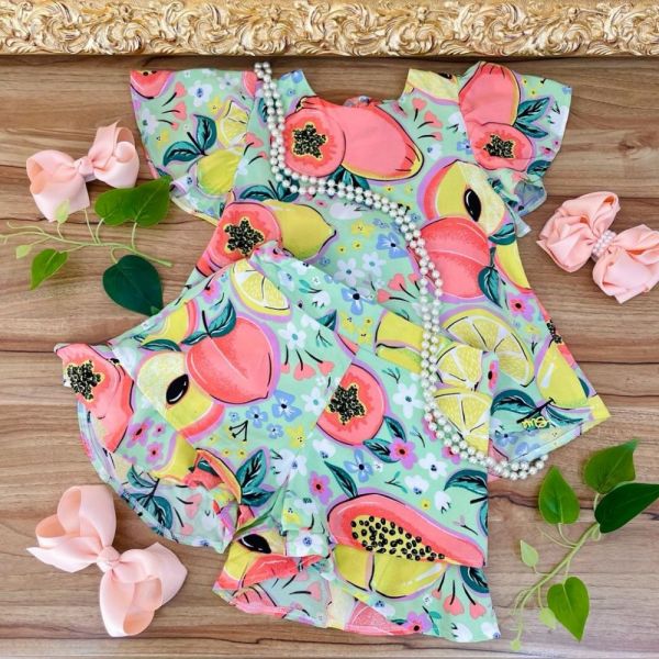 CALÇA LEGGING INFANTIL ESTAMPADA FRUTA