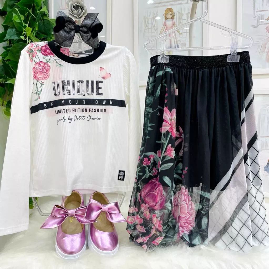 Conjunto Feminino Infantil Petit Cherie Blusa Mangas Tule Ursas Estampada e  Shorts com Zíper na EuroBabyKids