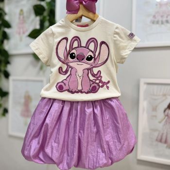 Conjunto Infantil Disney Angel com Saia Balonê Momi