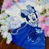 Conjunto Infantil Feminino Animê Azul Royal Minnie e Mickey Strass