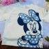 Conjunto Infantil Feminino Animê Azul Royal Minnie e Mickey Strass