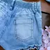 Conjunto Infantil Feminino Kukixo Jeans Jaqueta Manga Longa e Shorts Bordado Babados