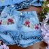 Conjunto Infantil Feminino Kukixo Jeans Jaqueta Manga Longa e Shorts Bordado Babados