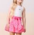 Conjunto Infantil Feminino Momi Blusa Off-White Canelada Saia Rosa Chiclete de Laise