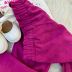 Conjunto Infantil Feminino Momi Blusa Off-White Strass Calça Veludo Cotele Fúcsia