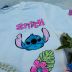 Conjunto Infantil Feminino Momi Stitch Strass com Bermuda Rosa