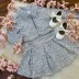 Conjunto Infantil Feminino Petit Cherie Azul Acinzentado Xadrez Blusa Strass Saia Plissada