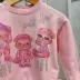 Conjunto Infantil Feminino Petit Cherie Rosa Claro Moletom Ursas Strass Manga Longa Tule Brilho