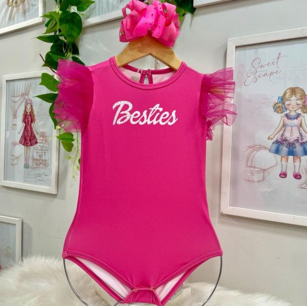 Conjunto Infantil Feminino Yoyo Pink Besties Body Manga e Saia Tule com  Laço na EuroBabyKids