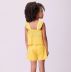 Conjunto Infantil Momi Amarelo Laise Blusa Alça Fina Babados Shorts Amarração Cintura