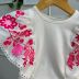 Conjunto Infantil Momi Blusa Off White Tons De Rosa Manga Borboleta Renda Saia Floral Tons De Rosa