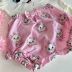 Conjunto Infantil Momi Body Off White Marie Short Rosa Lavender Xadrez Marie