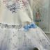 Conjunto Infantil Petit Cherie Blusa Off White Ursos Strass Manga Tule Saia Laços Azuis Sobrep.Tule