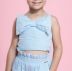 Conjunto Infantil Pituchinhus Blusa Azul Em Algodão Lisa Maxi Laço Strass Shorts Liso Laço Strass