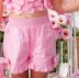 Conjunto  Infantil Pituchinhus Blusa Cropped Shorts Pink Lavander Multilaços Laços Aplicação Strass