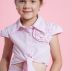 Conjunto Infantil Pituchinhus Camisa Saia Rosa Pastel Liso Maxi flor Pedrarias