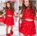 Conjunto Infantil Pituchinhus Vermelho Blusa Cropped Shorts Tricoline Multi Laços