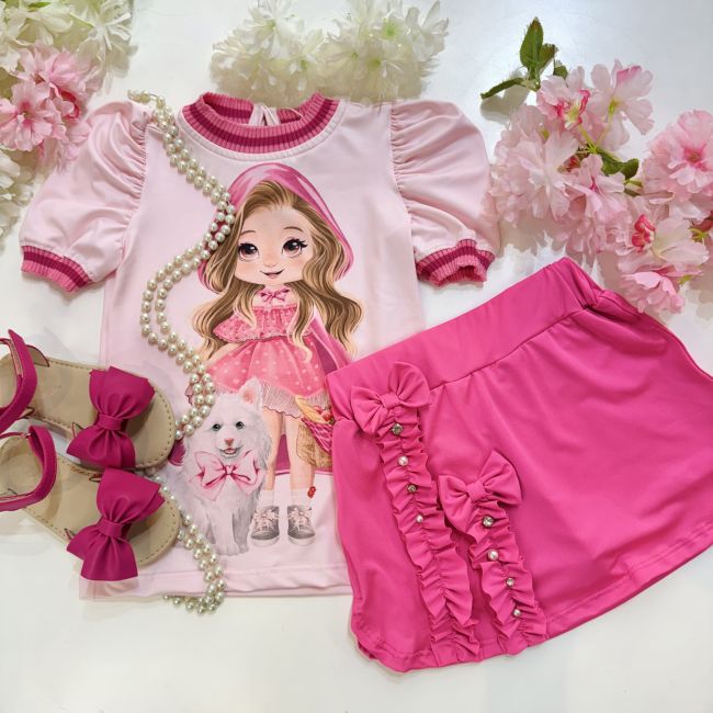 Sandália Infantil Euro Baby Kids Pink Fucsia de Couro Legítimo com Laço