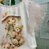 Conjunto Infantil Yoyo Rosa Blusa Manga Borboleta Tule Menina Urso Strass Saia Estampa Urso